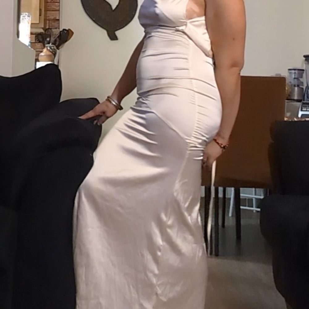 PrettyLittleThing White Backless Dress